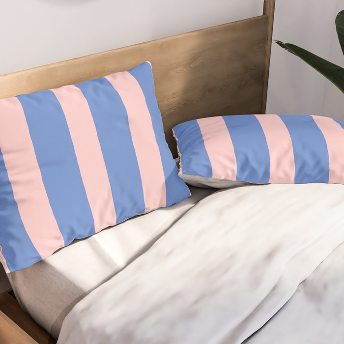 Simple Stripes Pattern - Blue Pink Pillow Sham Gallery Image 2