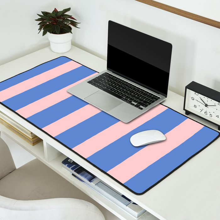 Simple Stripes Pattern - Blue Pink Desk Mat Gallery Image 2