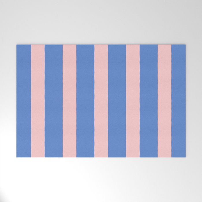 Simple Stripes Pattern - Blue Pink Welcome Mat Gallery Image 1