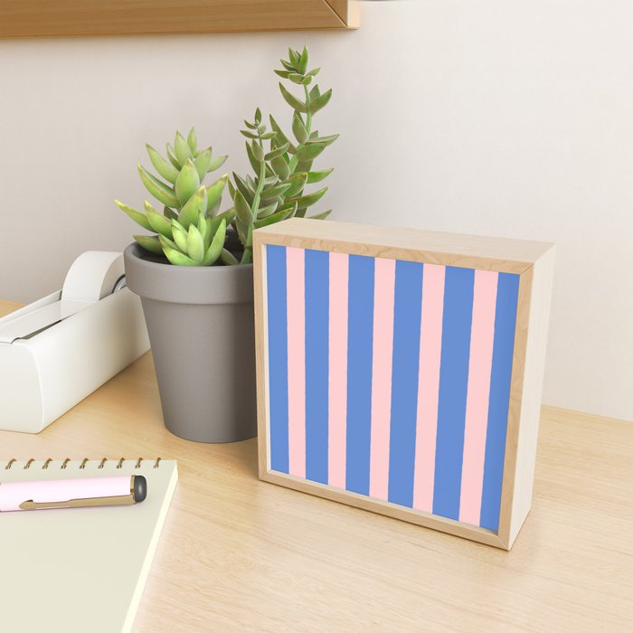 Simple Stripes Pattern - Blue Pink Mini Art Print Gallery Image 2