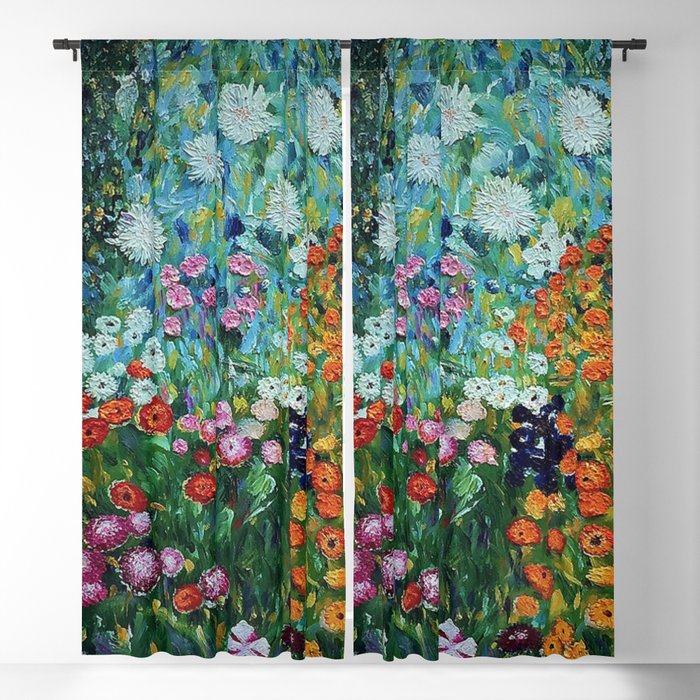 Flower Garden Riot of Colors by Gustav Klimt Window Curtain Gallery Image 1