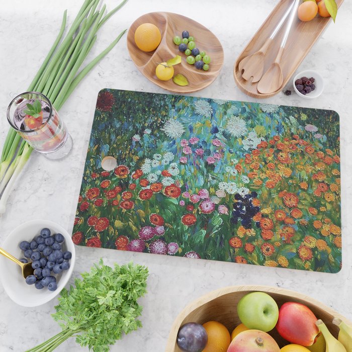 Flower Garden Riot of Colors by Gustav Klimt Cutting Board Gallery Image 2