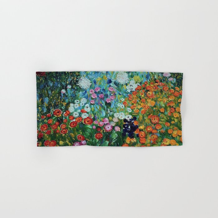 Flower Garden Riot of Colors by Gustav Klimt Bath Towel Gallery Image 1