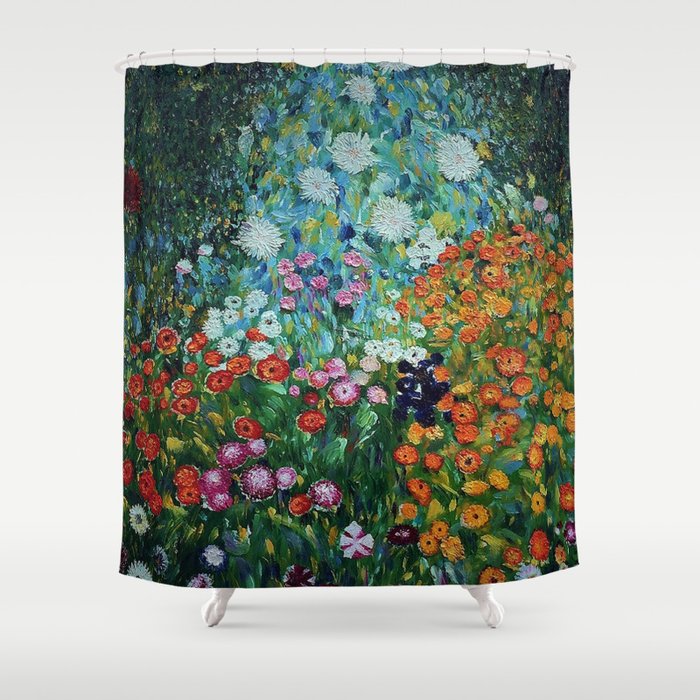 Flower Garden Riot of Colors by Gustav Klimt Shower Curtain Gallery Image 1