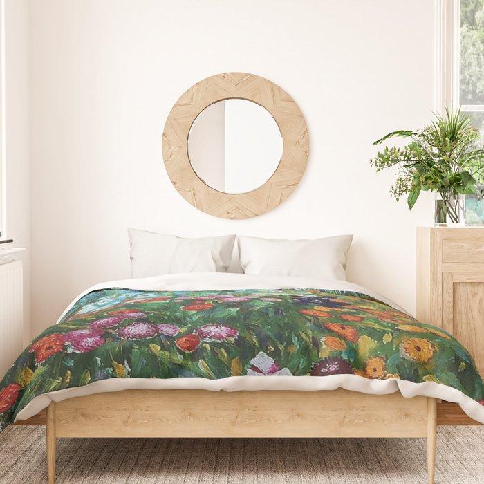 Flower Garden Riot of Colors by Gustav Klimt Duvet Cover Gallery Image 3