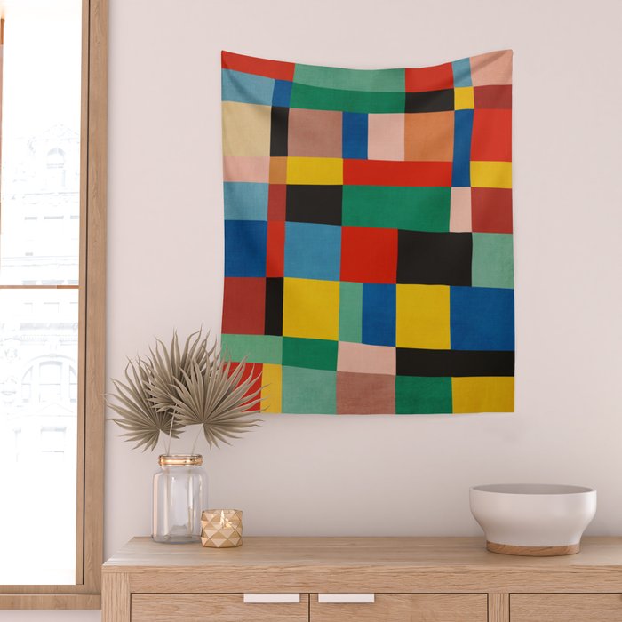 Mid-Century Modern Colorful Geometric Artwork Wall Tapestry Gallery Image 2