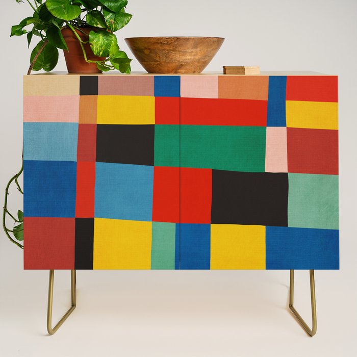 Mid-Century Modern Colorful Geometric Artwork Credenza Gallery Image 1