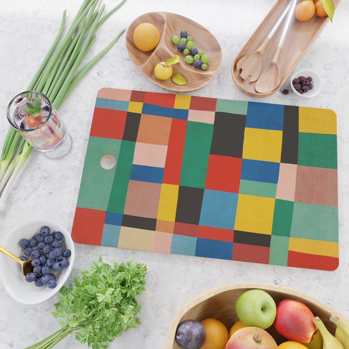 Mid-Century Modern Colorful Geometric Artwork Cutting Board Gallery Image 2