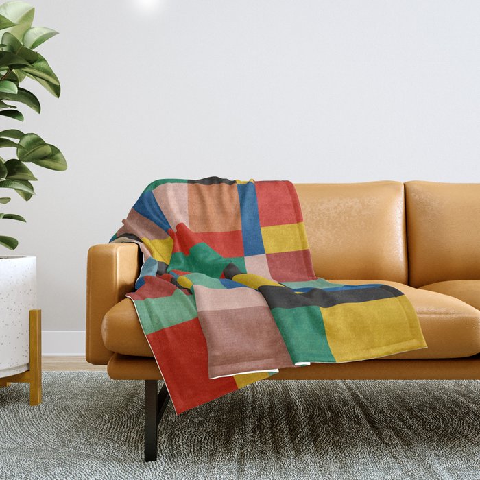 Mid-Century Modern Colorful Geometric Artwork Throw Blanket Gallery Image 1