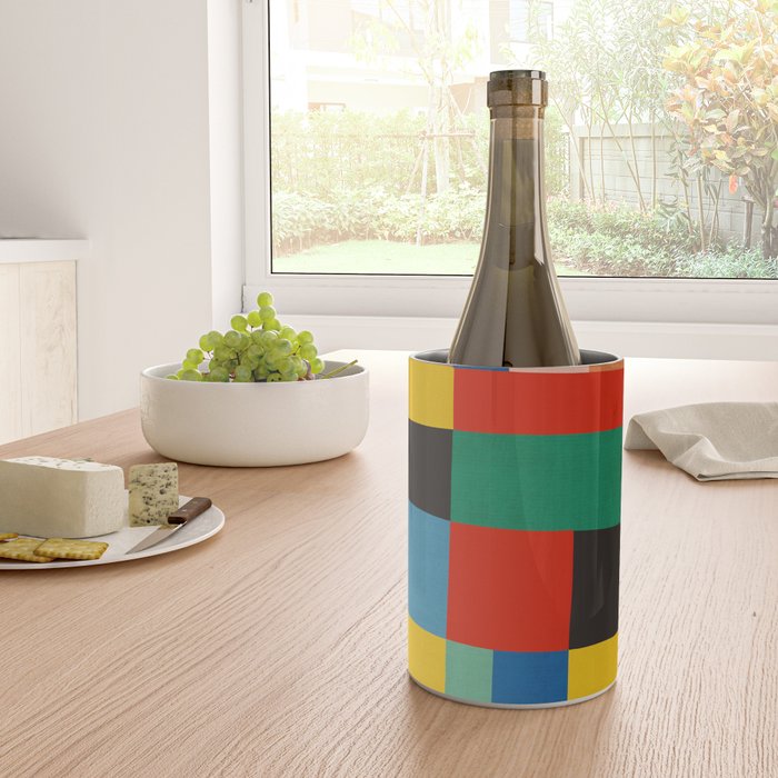 Mid-Century Modern Colorful Geometric Artwork Wine Chiller Gallery Image 4
