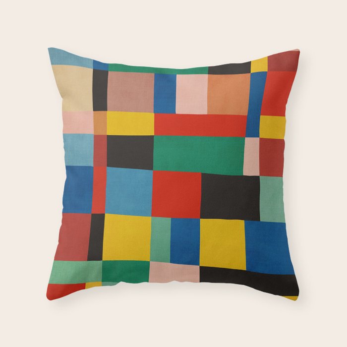 Mid-Century Modern Colorful Geometric Artwork Throw Pillow Gallery Image 1