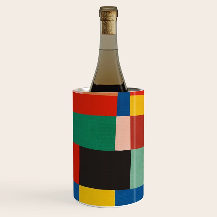 Mid-Century Modern Colorful Geometric Artwork Wine Chiller Gallery Image 3