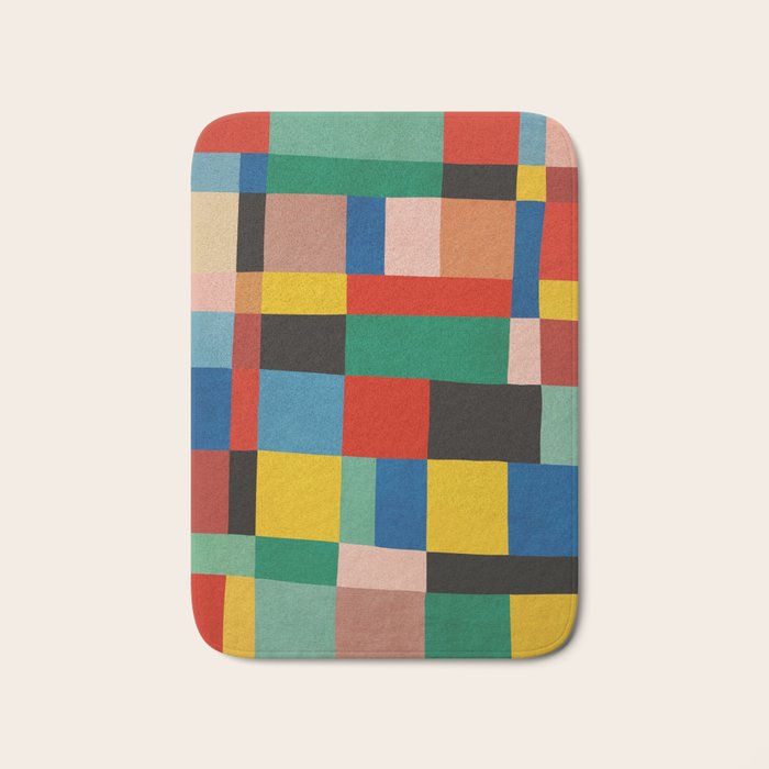 Mid-Century Modern Colorful Geometric Artwork Bath Mat Gallery Image 1