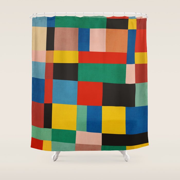 Mid-Century Modern Colorful Geometric Artwork Shower Curtain Gallery Image 1