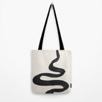 Minimalist Abstract Art Smoke Genie In The Lamp Mythical Magical Ink Art Black & White Tote Bag Gallery Image 2