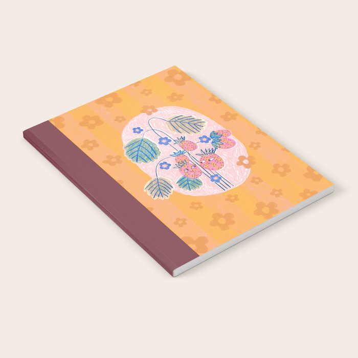 Sweet Strawberry Plant Friends in Peach & Orange Notebook Gallery Image 1
