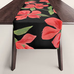 Red bold flowers in black background Table Runner Gallery Image 1