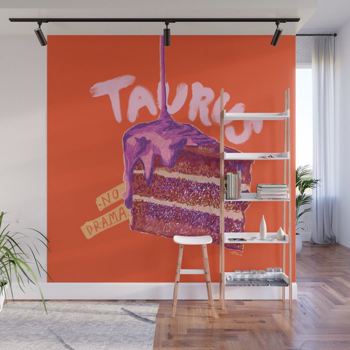 Taurus Birthday Cake in Burnt Orange Wall Mural Gallery Image 1