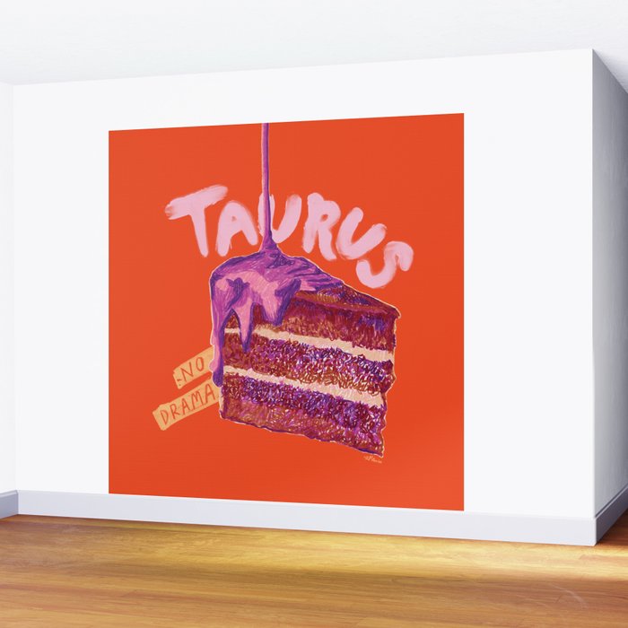 Taurus Birthday Cake in Burnt Orange Wall Mural Gallery Image 2