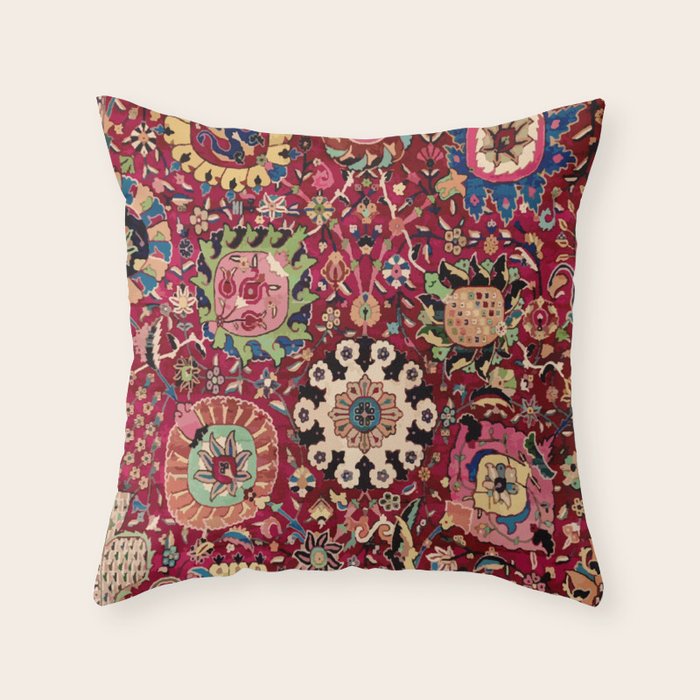 Safavid Carpet Fragment Throw Pillow Gallery Image 1