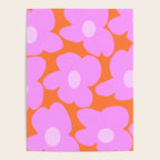 Pastel Pink Retro Flowers Orange Background #decor #society6 #buyart Poster Gallery Image 4