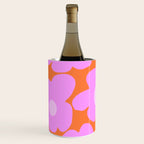Pastel Pink Retro Flowers Orange Background #decor #society6 #buyart Wine Chiller Gallery Image 2