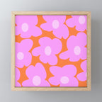 Pastel Pink Retro Flowers Orange Background #decor #society6 #buyart Mini Art Print Gallery Image 1