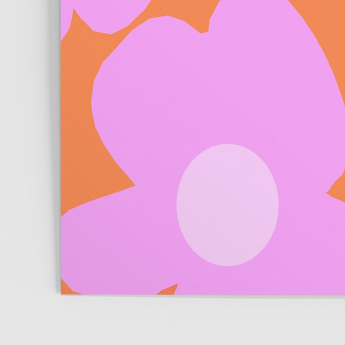 Pastel Pink Retro Flowers Orange Background #decor #society6 #buyart Poster Gallery Image 3