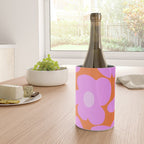 Pastel Pink Retro Flowers Orange Background #decor #society6 #buyart Wine Chiller Gallery Image 4
