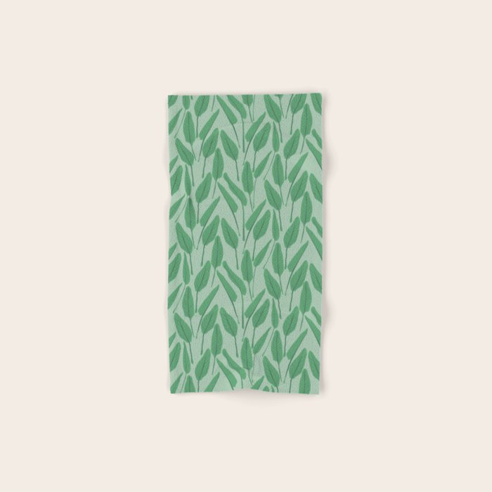 Tropical leaf pattern in cool greens Bath Towel Gallery Image 1