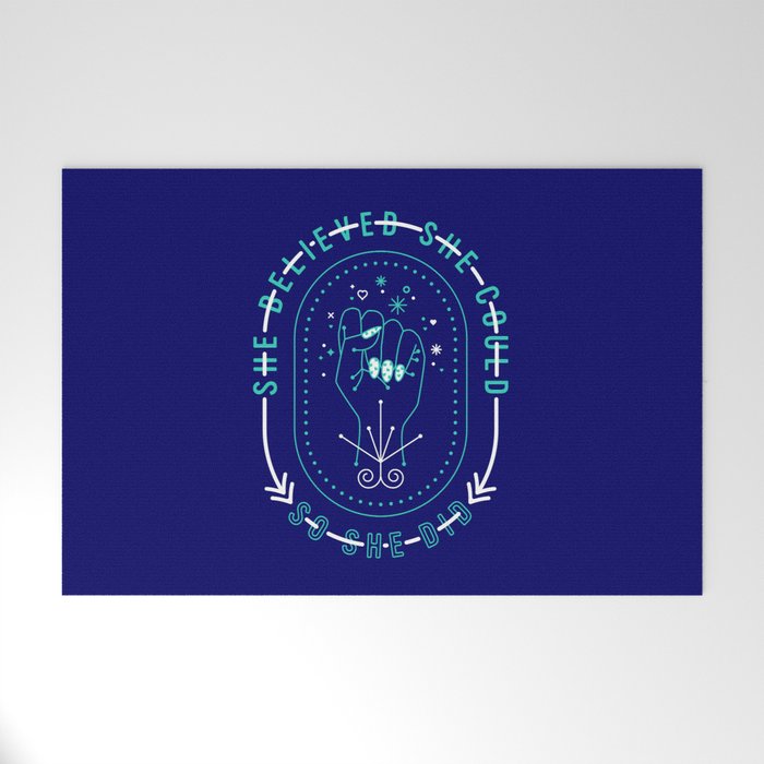 She Believed - Navy & Turquoise Palette Welcome Mat Gallery Image 1