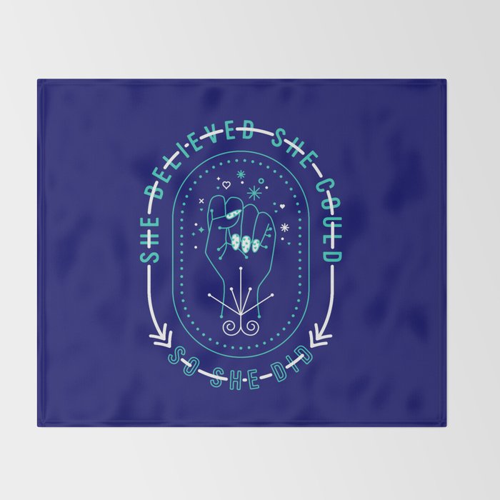 She Believed - Navy & Turquoise Palette Throw Blanket Gallery Image 2