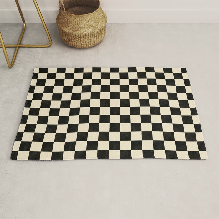 Checkers - Black and Cream Rug Gallery Image 1