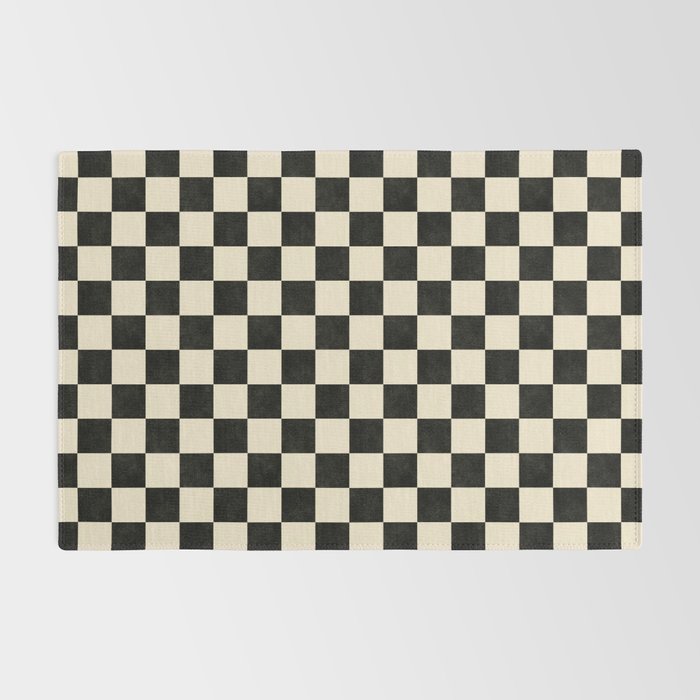Checkers - Black and Cream Rug Gallery Image 2
