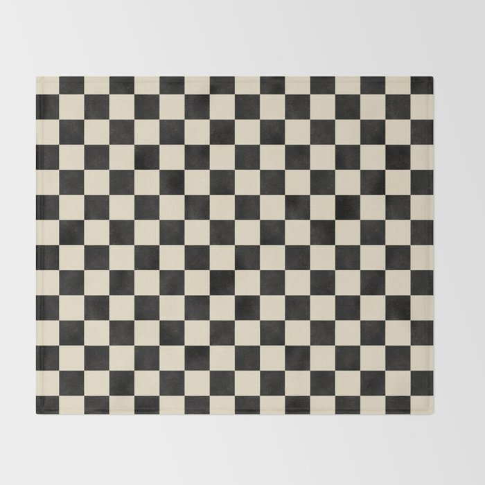 Checkers - Black and Cream Throw Blanket Gallery Image 2