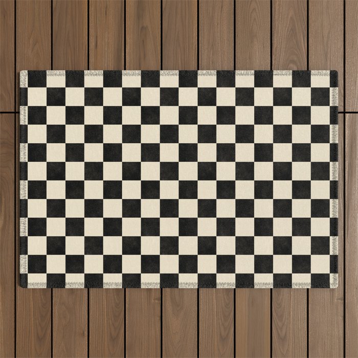 Checkers - Black and Cream Outdoor Rug Gallery Image 1