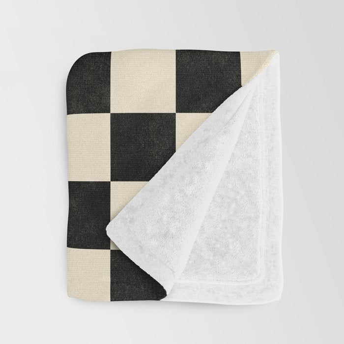 Checkers - Black and Cream Throw Blanket Gallery Image 3