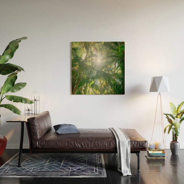 Costa Rica | Palm leaves travel photography Wood Wall Art Gallery Image 2