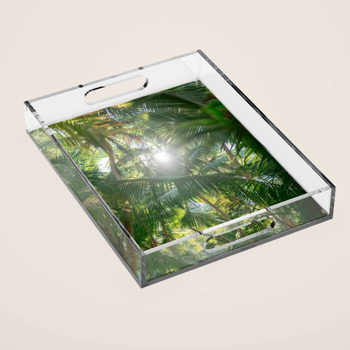 Costa Rica | Palm leaves travel photography Acrylic Tray Gallery Image 1