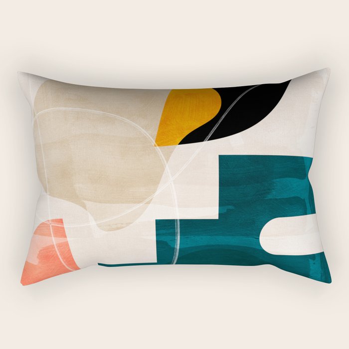 mid century shapes abstract painting Rectangular Pillow Gallery Image 2