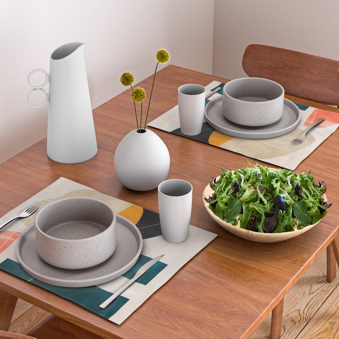 mid century shapes abstract painting Placemat Gallery Image 2