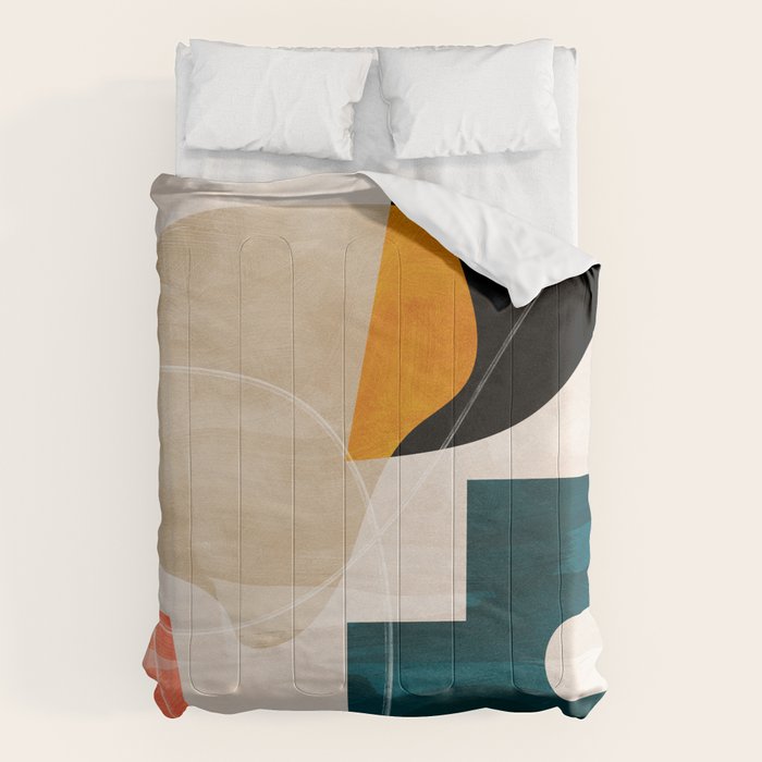 mid century shapes abstract painting Comforter Gallery Image 6