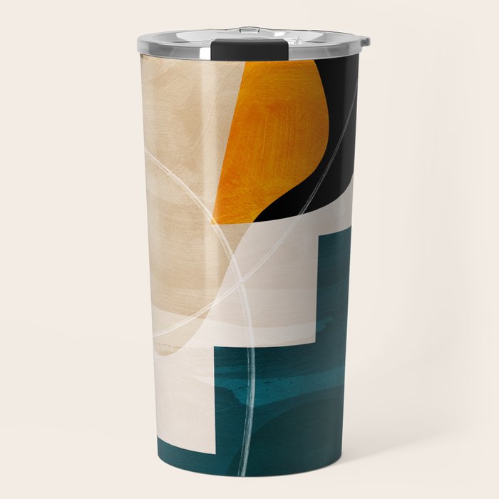 mid century shapes abstract painting Travel Mug Gallery Image 1