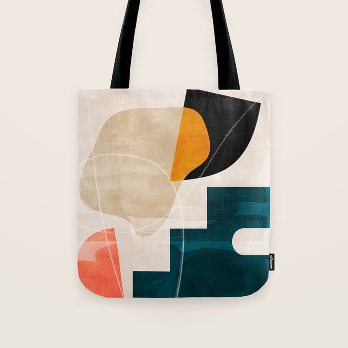 mid century shapes abstract painting Tote Bag Gallery Image 1