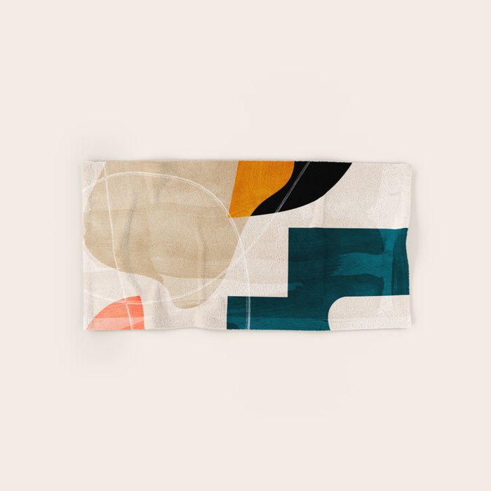 mid century shapes abstract painting Bath Towel Gallery Image 1