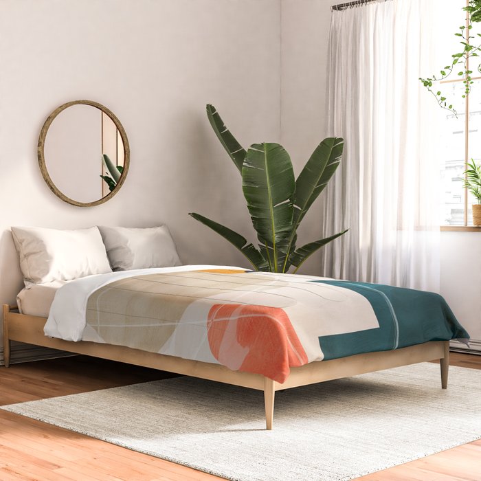 mid century shapes abstract painting Comforter Gallery Image 2