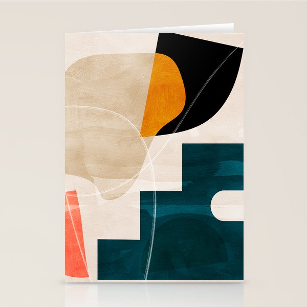 mid century shapes abstract painting Stationery Card Gallery Image 1
