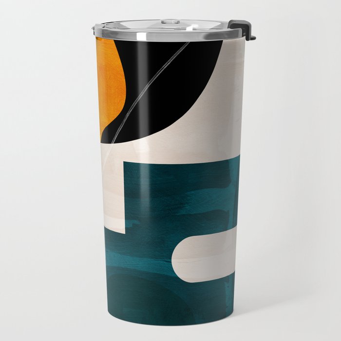 mid century shapes abstract painting Travel Mug Gallery Image 2