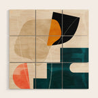 mid century shapes abstract painting Wood Wall Art Gallery Image 1