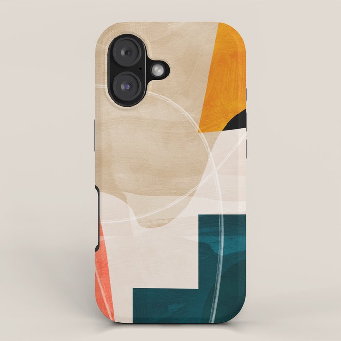 mid century shapes abstract painting iPhone Case Gallery Image 1